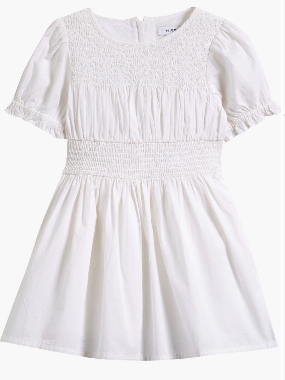 Worn once: Reiss Kids White Smocked Bodice Cotton Dress
